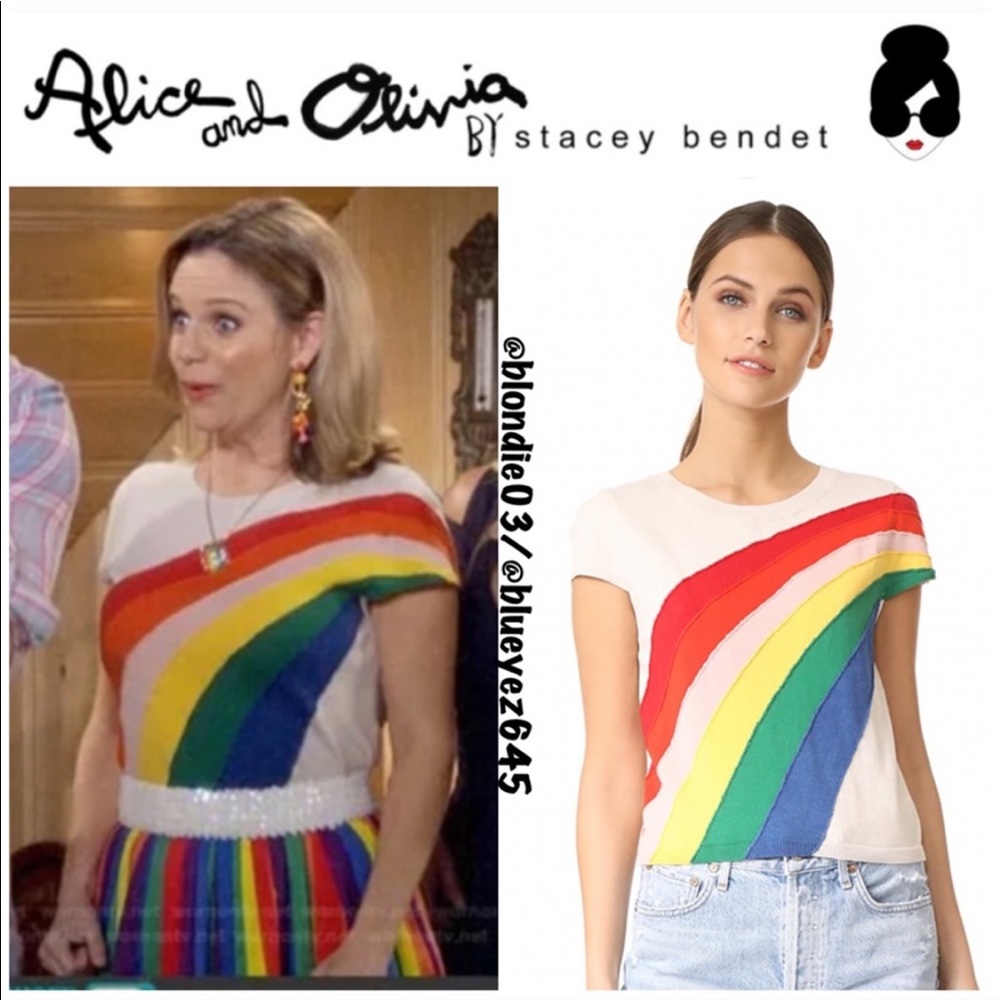 Alice + Olivia “Ester” rainbow knit sweater XS